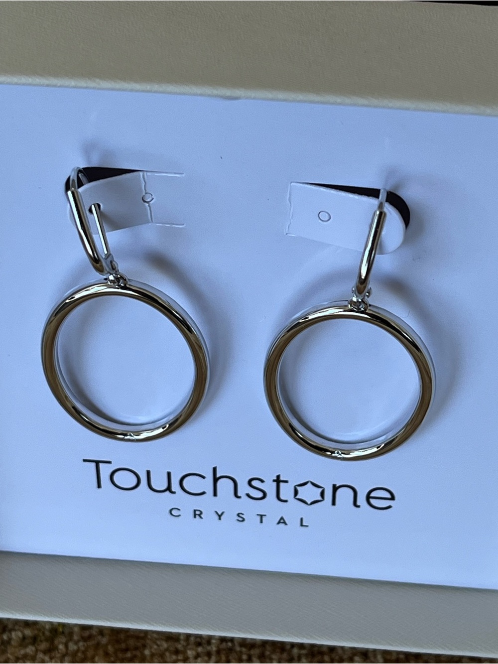 Touchstone Crystal “Dash Out” Oval Drop Earrings - Silver Aurore Borealis - Picture 7 of 10